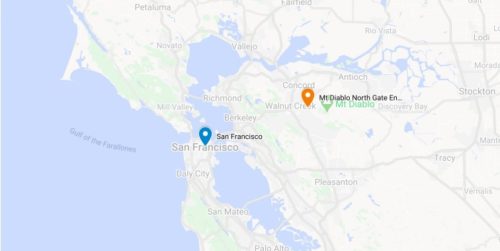 Map of Mt Diablo State Park in Northern California Bay Area