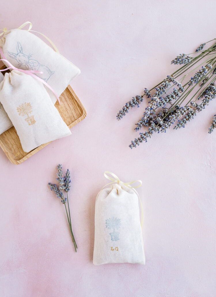 Lavender sachets with dried lavender buds