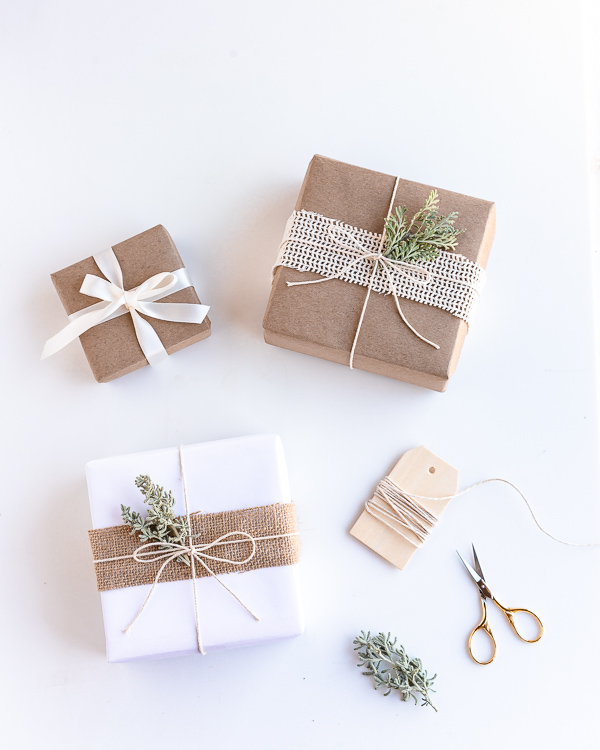 Eco Friendly sustainable gift wrapping with kraft paper and twine