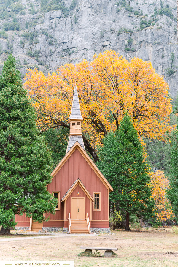 Beautiful Fall colors at Yosemite Valley with the Chapel